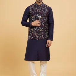 Twamev Men Embroidered Regular Kurta and Churidar with Jacket-picture-35