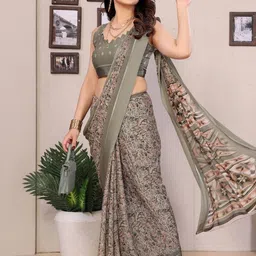 Anouk Grey Printed Pure Chiffon Sarees-picture-43