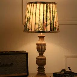 green girgit Brown Printed Wood Frusturical Shaped Table Lamp-image-89