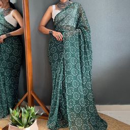 Sidhidata Bandhani Pure Georgette Half and Half Bandhani Saree-image-51