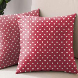 Aura Red & White 2 Pieces Geometric Printed Square Cushion Covers-picture-11
