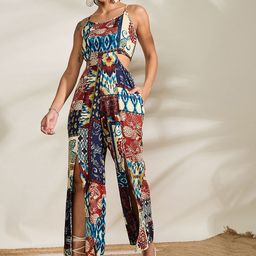 WineRed Printed Basic Jumpsuit-image-21