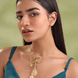 Yellow Chimes Gold-Plated Floral Petal Charm Chain-16