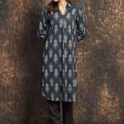 Melange by Lifestyle Floral Printed Mandarin Collar Straight Kurta-picture-24