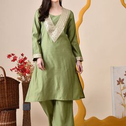Sangria Women Solid Yoke Design Kurta with Palazzo-picture-52
