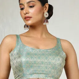 Soch Woven Design U Neck Saree Blouse-13