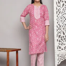 A TO Z CART Girls Geometric Printed v-Neck Straight Kurta With Trousers-image-50