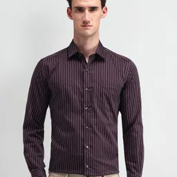 Arrow Men Manhattan Spread Collar Vertical Striped Cotton Slim Fit Formal Shirt-picture-21