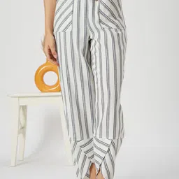 Mystere Paris Striped Cotton Lounge Pants-image-42