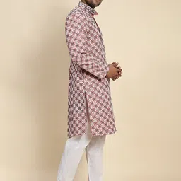 Pro-Ethic STYLE DEVELOPER Men Ethnic Motifs Embroidered Regular Thread Work Pure Cotton Kurta with Pyjamas image 3