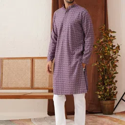 Jompers Men Embroidered Regular Sequinned Kurta with Pyjamas-12