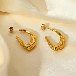 SUBHAGALANKAR Gold-Plated Stainless Steel Contemporary Hoop Earrings-image-79
