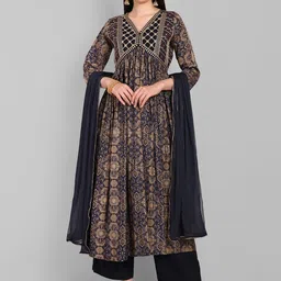NIZA FASHION Women Floral Embroidered Kurta with Trousers & Dupatta-picture-40