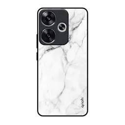 QRIOH Printed Poco F6 5G Back Modern White Marble Glass Case Mobile Accessories-29