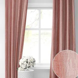 Aura Peach 2 Pieces Abstract Printed Textured Room Darkening Door Curtain-1