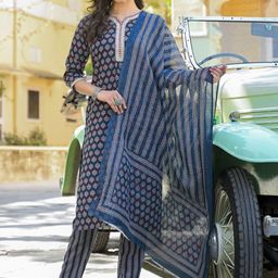 KLOSIA Women Floral Printed Regular Kurta with Trousers & With Dupatta-12