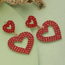 DressBerry Gold-Plated Cubic Zirconia Heart Shaped Drop Earrings-image-30