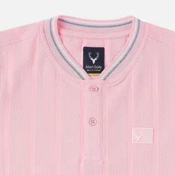 Allen Solly Junior Boys Striped Self Design Henley Neck T-shirt image 2