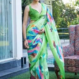 Sitanjali Floral Satin Ready to Wear Bagh Saree-image-70