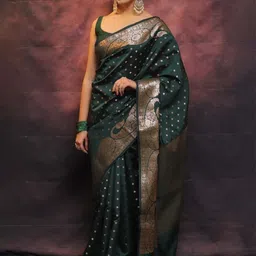 SHOP DROP Ethnic Motifs Zari Pure Silk Banarasi Saree-picture-16