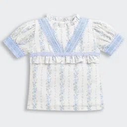 Tiny Girl Floral Printed Puff Sleeve Cotton Top-image-39