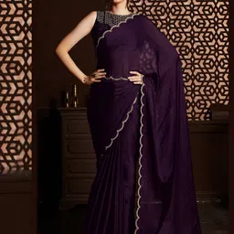 Anouk Beads and Stones Poly Chiffon Saree-18