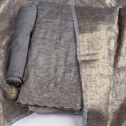Meena Bazaar Floral Embroidered Zari Unstitched Dress Material-image-90