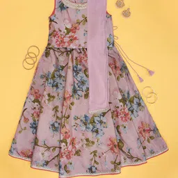 AKKRITI BY PANTALOONS Girls Printed Sequinned Ready to Wear Lehenga & Blouse With Dupatta-picture-18