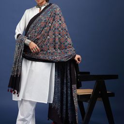 Taavi Hand Block Ajrakh Printed Pure Cotton Dupatta-57