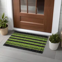 Kuber Industries 6-Pcs Green & Green Cotton  Anti-Slip Doormats-25
