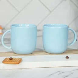 LIVING ROOTS Blue 4 Pieces Ceramic Glossy Coffee Or Tea Cups 200 ML Each-55