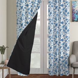 HOUZZCODE Multicoloured Set of 2 Abstract Printed Black Out Window Curtain-8