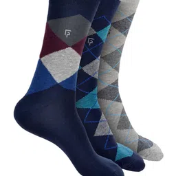 FOOTPRINTS Men Pack Of 3 Odour Free Organic Cotton Checked Calf Length Socks-image-53