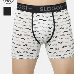 Sloggi Men Grey and black printed set of 2 Trunk-14