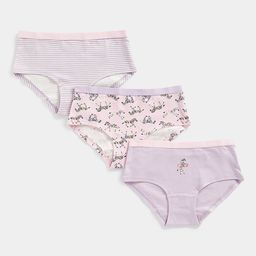 mothercare Girls Pack Of 3 Striped Pure Cotton Basic Briefs-10