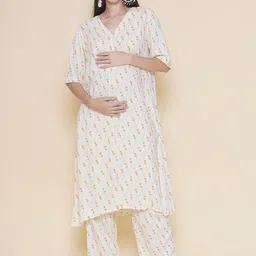 Mine4Nine Women Floral Printed Regular Kurta with Harem Pants-picture-58