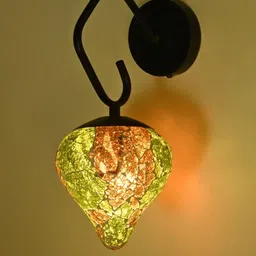 SOMIL Gold-Toned Printed Glass Spherical Shaped Wall Lamp-6