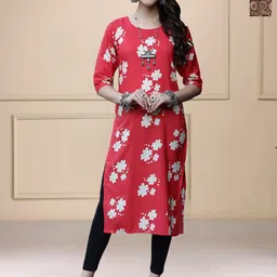HERE&NOW Selection Of 2 Floral Printed Round Neck Straight Kurtas-54