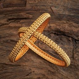 Kushal's Fashion Jewellery Set Of 2 Gold-Plated Antique Bangles-image-24