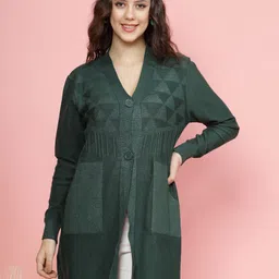 Mafadeny Women Self Design V-Neck Sweater-image-8