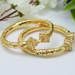 SATTIK Pack of 2 Brass Gold-plated Bangle-image-58