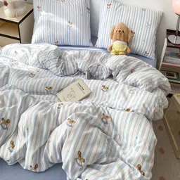 JC HOME Blue Polycotton Double King Regular Bedding Set-image-28