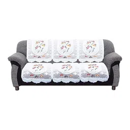Kuber Industries Cream 2 Pieces Floral Printed 3-Seater Sofa Covers-image-22