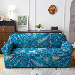 Cortina Teal Green Printed 3-Seater Stretchable Non-Slip Sofa Slipcover-43