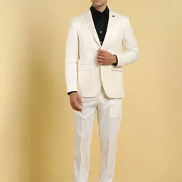 Allen Solly Textured Slim Fit Single-Breasted Two Piece Party Suit-image-84