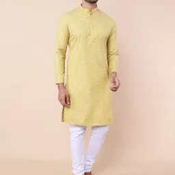 NAMASKAR Woven Design Mandarin Collar Pure Cotton Kurta With Churidar-picture-46