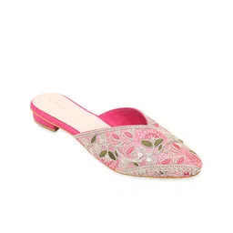 V-WALK Women Women embellished Mules Flats with Embroidered-13