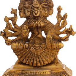 Exotic India Brown & Gold-Toned Goddess Gayatri Religious Idol Showpiece-image-94