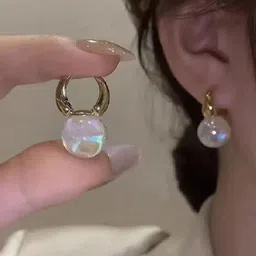 SUBHAGALANKAR Gold-Plated Pearls Beaded Circular Shaped Hoop Earrings-8