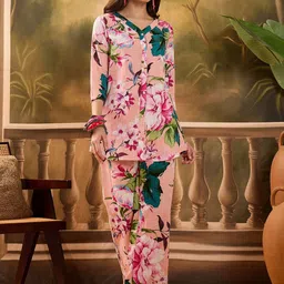 Sangria Floral Printed Pure Cotton Top & Trousers Co-Ords-image-63